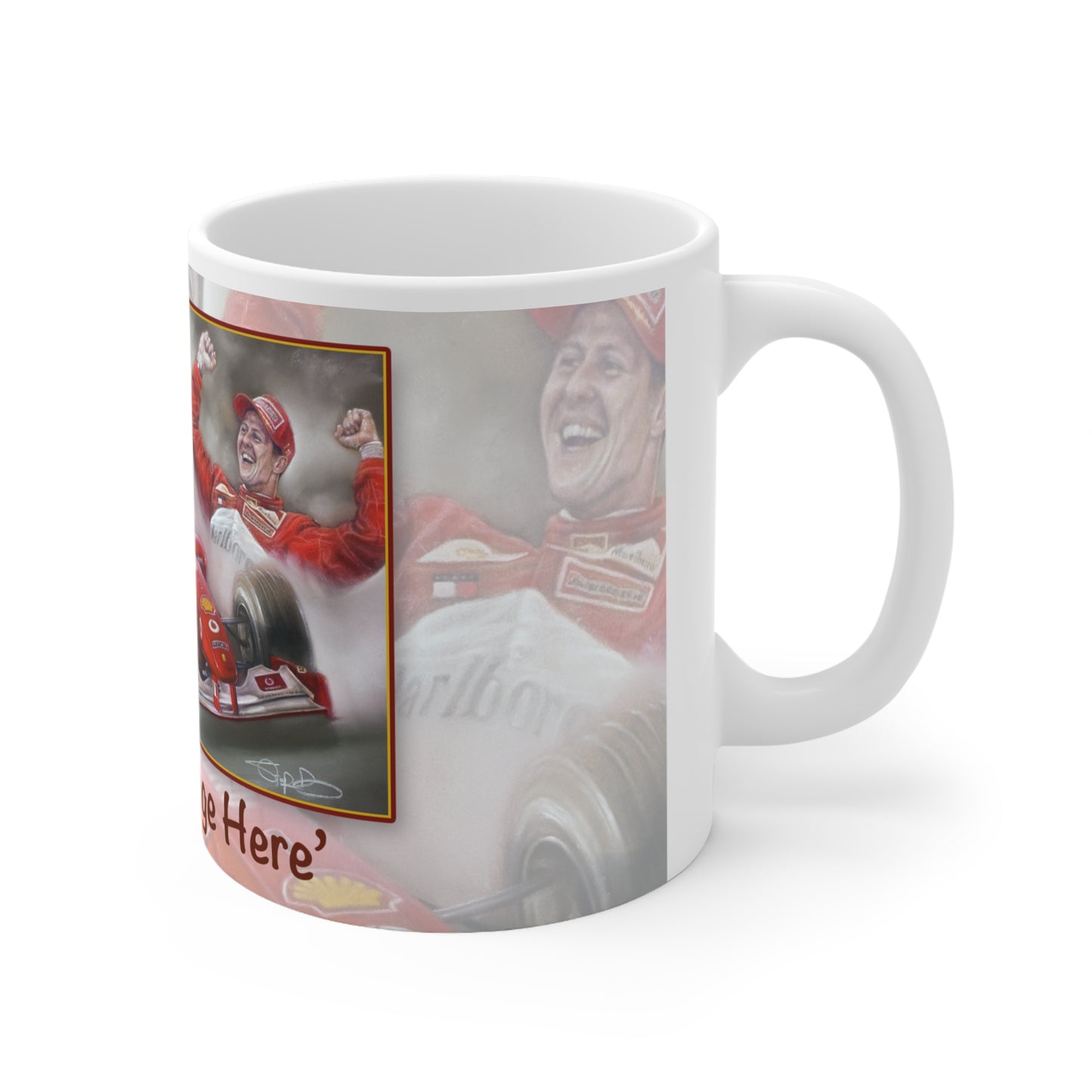 Michael Schumacher Personalisable F1 Celebration Coffee Mug by Stephen Doig