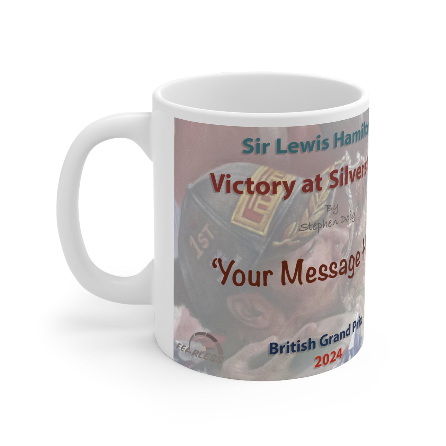 Sir Lewis Hamilton  Victory at Silverstone 2024  Personalisable Coffee Mug  by Stephen Doig