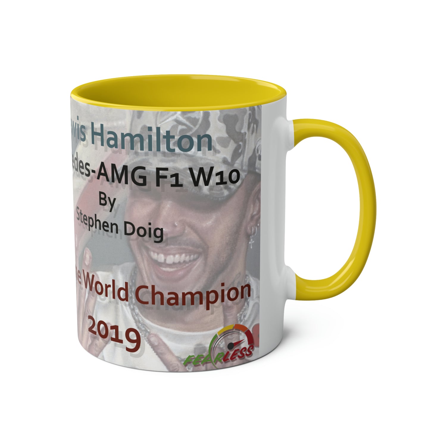 Lewis Hamilton. Six Time World Champion - Two-Tone Coffee Mug, 11oz