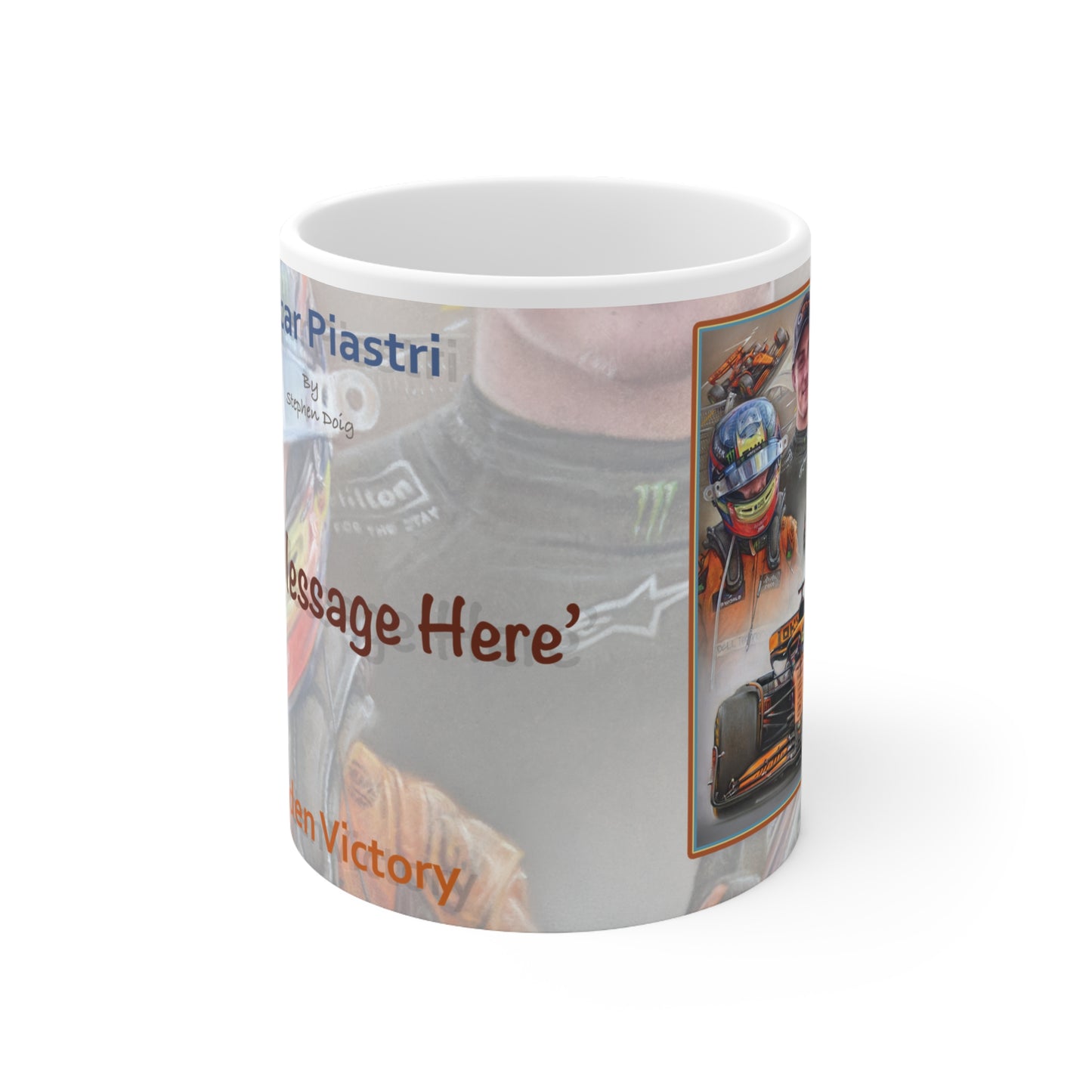 Oscar Piastri  Maiden Victory Personalisable Celebration Coffee Mug by Stephen Doig