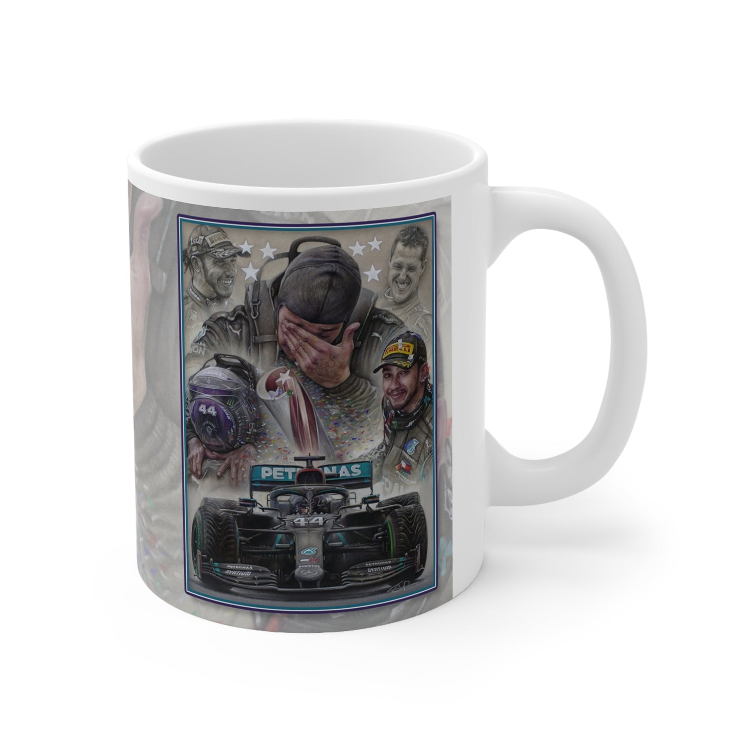 Sir Lewis Hamilton Personalisable F1 Celebration Coffee Mug by Stephen Doig