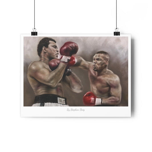 Muhammad Ali vs Mike Tyson - Billion $ Battle. 45 x 60cm Fine Art Poster by Stephen Doig