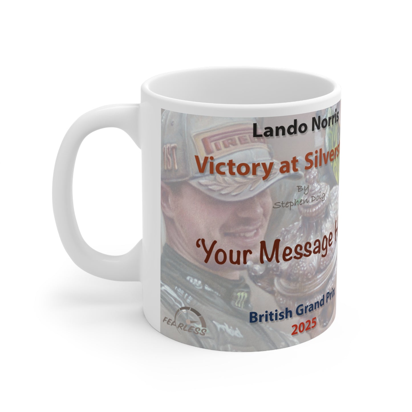 Personalised 2025 British Grand Prix Mug — Victory at Silverstone (Add Your Message)