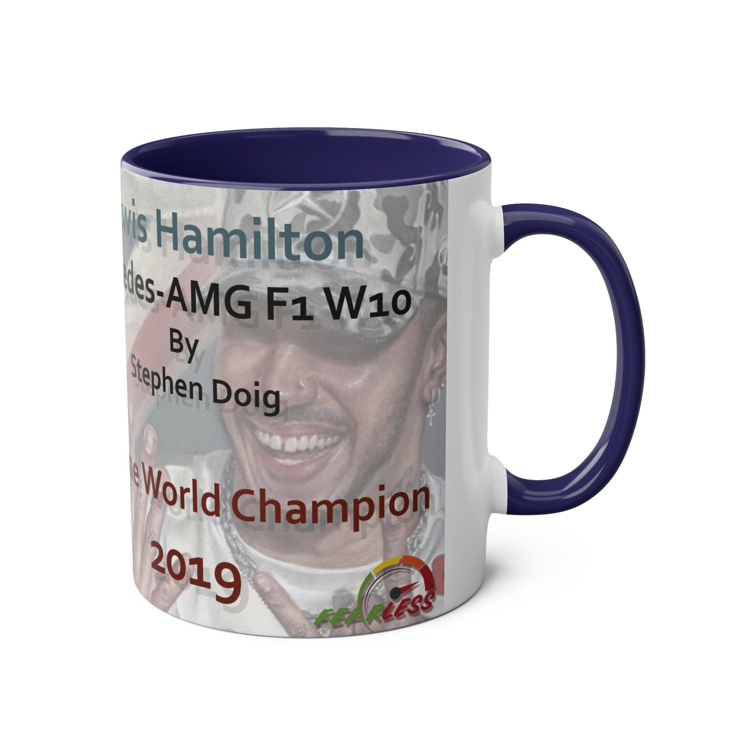 Lewis Hamilton. Six Time World Champion - Two-Tone Coffee Mug, 11oz