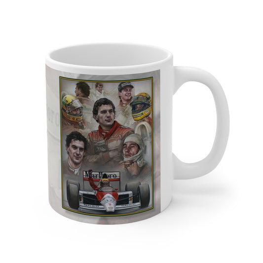 Personalisable Ayrton Senna F1 Icon Coffee Mug — (Add Your Own Message)