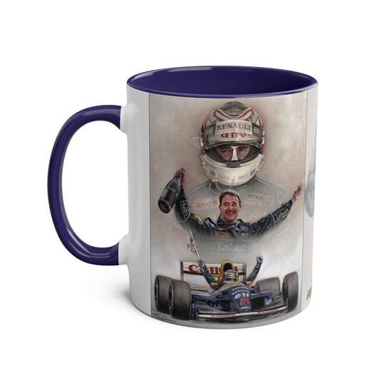 Nigel Mansell. British Grand Prix 1992 - Two-Tone Coffee Mug, 11oz