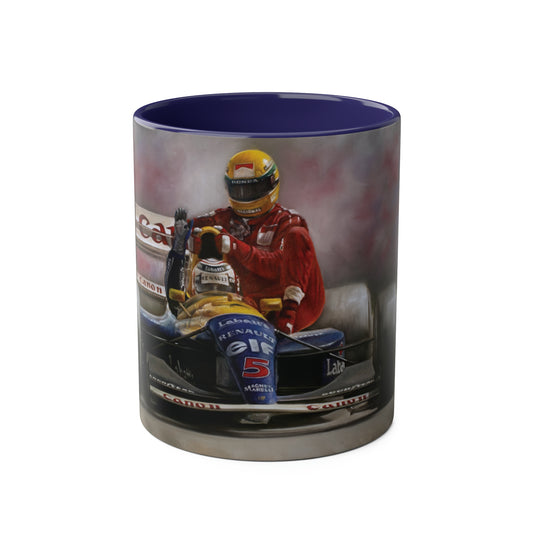Mansell & Senna. Silverstone 1991 - Two-Tone Coffee Mug, 11oz