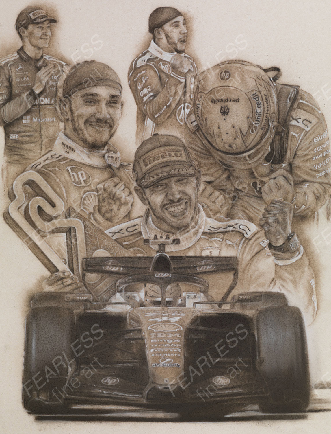 Lewis Hamilton - Victory at the Barcelona-Catalunya 2026 - Ltd edition giclee print by Stephen Doig