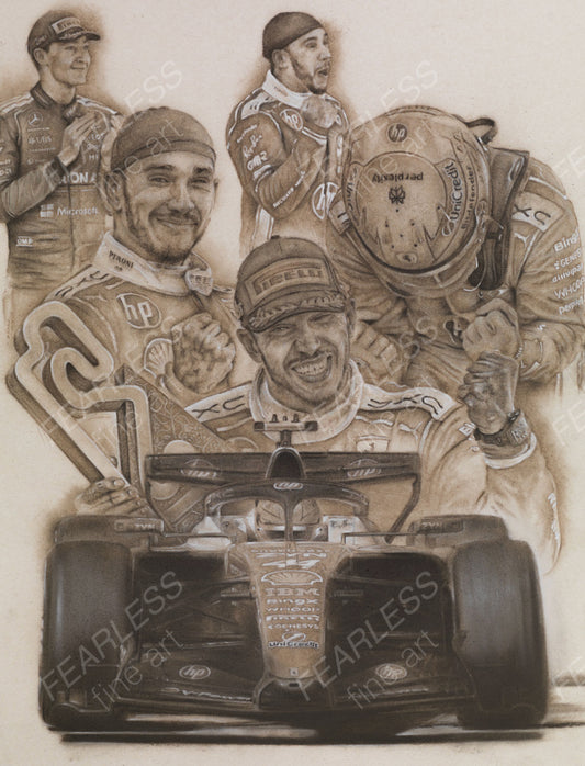 Lewis Hamilton - Victory at the Barcelona-Catalunya 2026 - Ltd edition giclee print by Stephen Doig