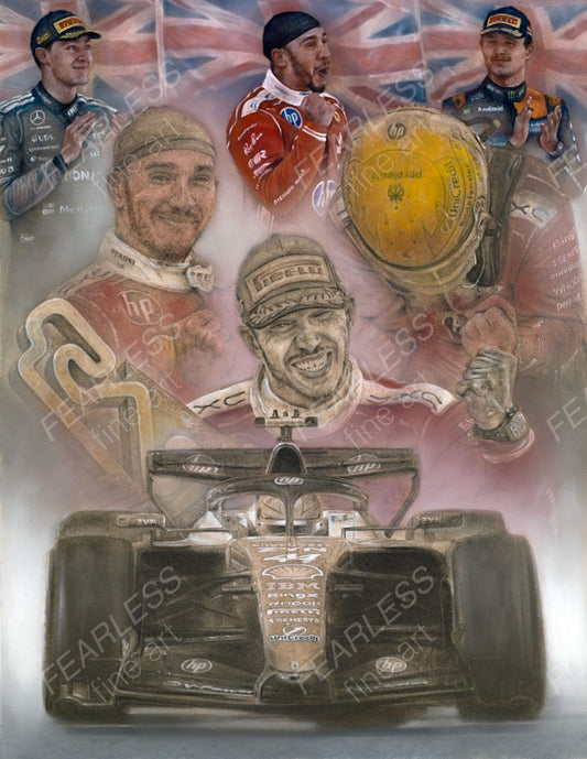 Lewis Hamilton - Victory at the Barcelona-Catalunya 2026 - Ltd edition giclee print by Stephen Doig