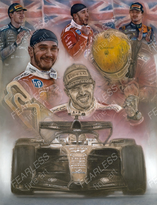 Lewis Hamilton - Victory at the Barcelona-Catalunya 2026 - Ltd edition giclee print by Stephen Doig