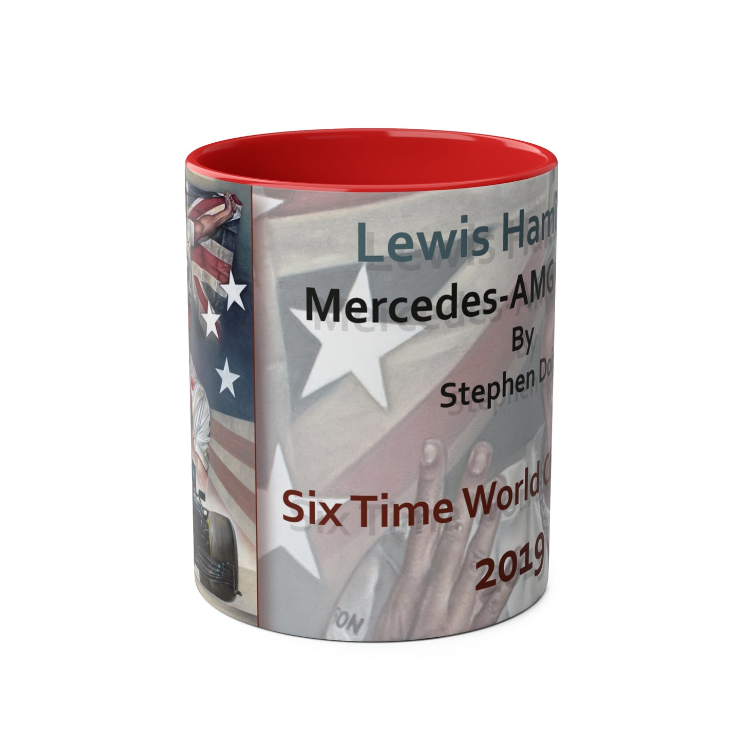 Lewis Hamilton. Six Time World Champion - Two-Tone Coffee Mug, 11oz