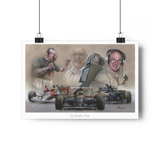 Murray Walker. The Voice of Formula 1. 30 x 45cm Fine Art Poster by Stephen Doig