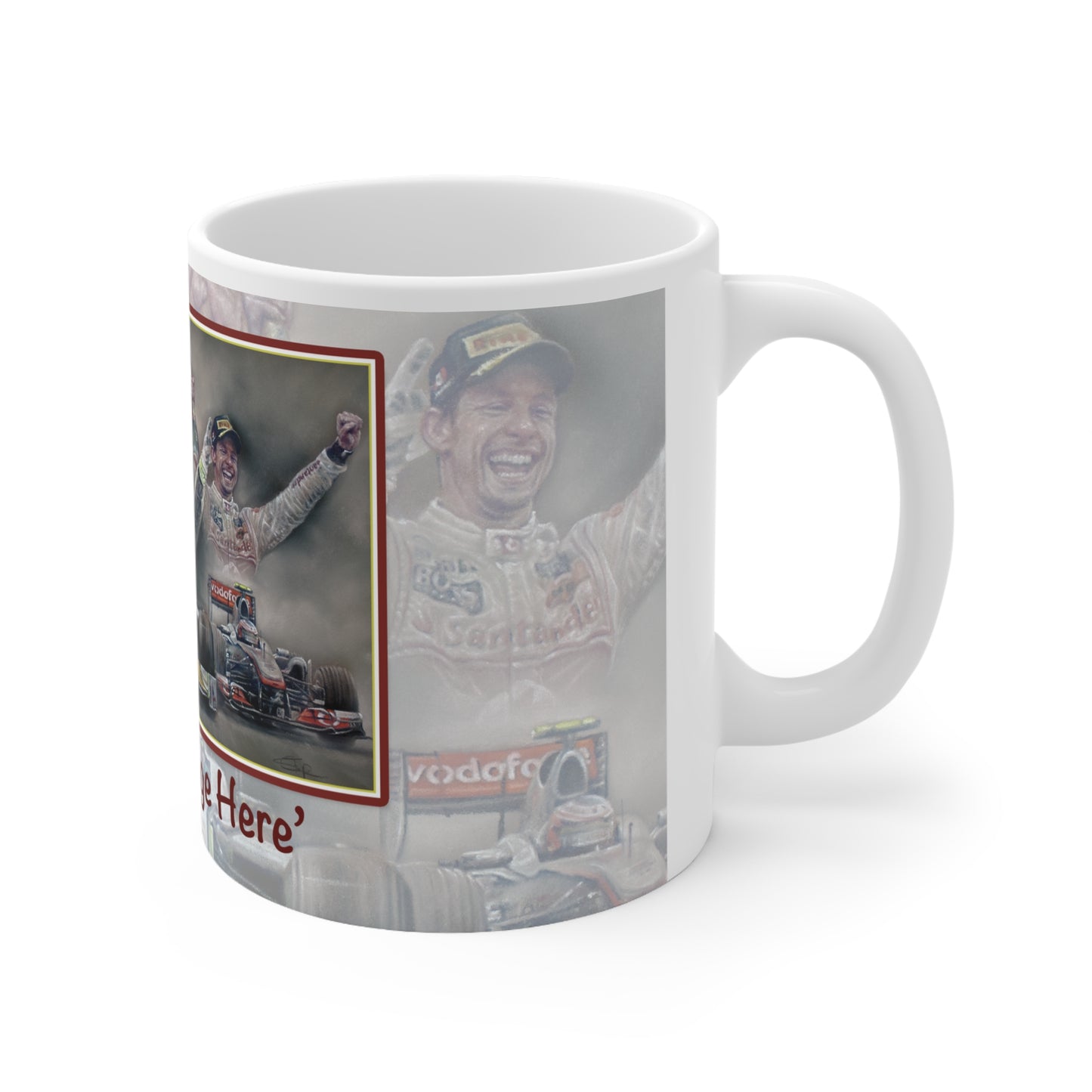 Jenson Button Personalisable F1 Celebration Coffee Mug by Stephen Doig
