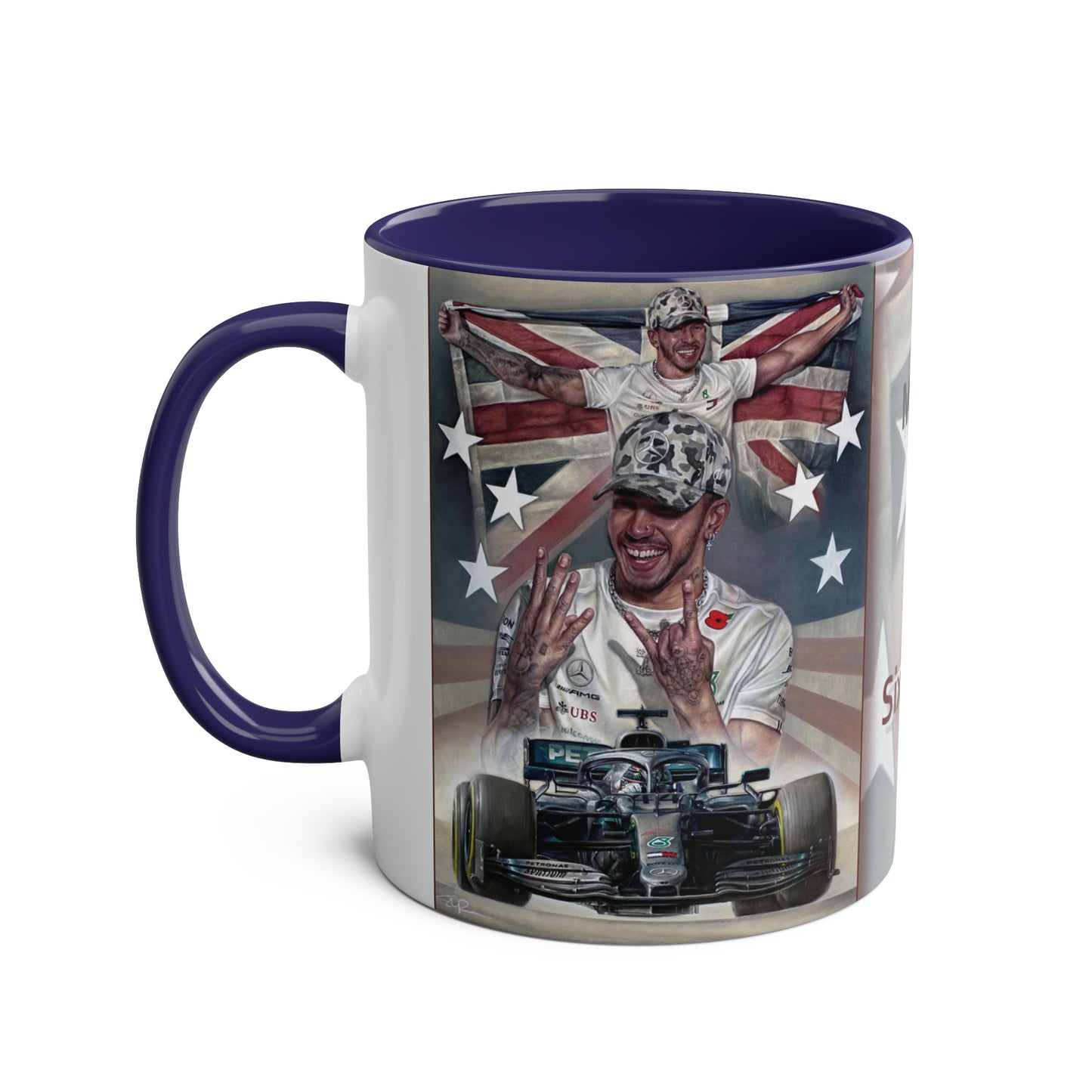 Lewis Hamilton. Six Time World Champion - Two-Tone Coffee Mug, 11oz