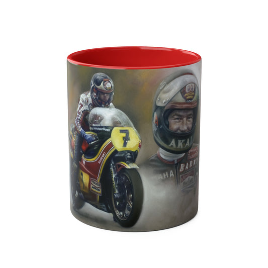 Barry Sheene. Action Stations - Two-Tone Coffee Mug, 11oz