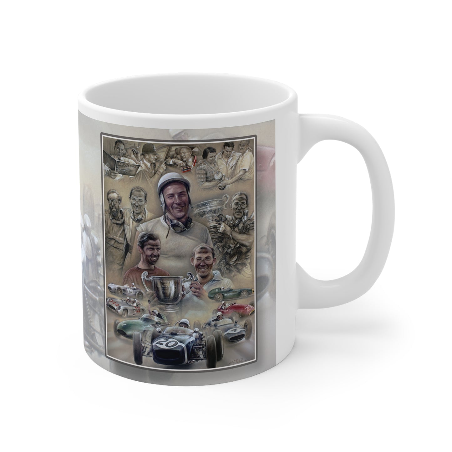 Sir Stirling Moss Personalisable F1 Celebration Coffee Mug by Stephen Doig