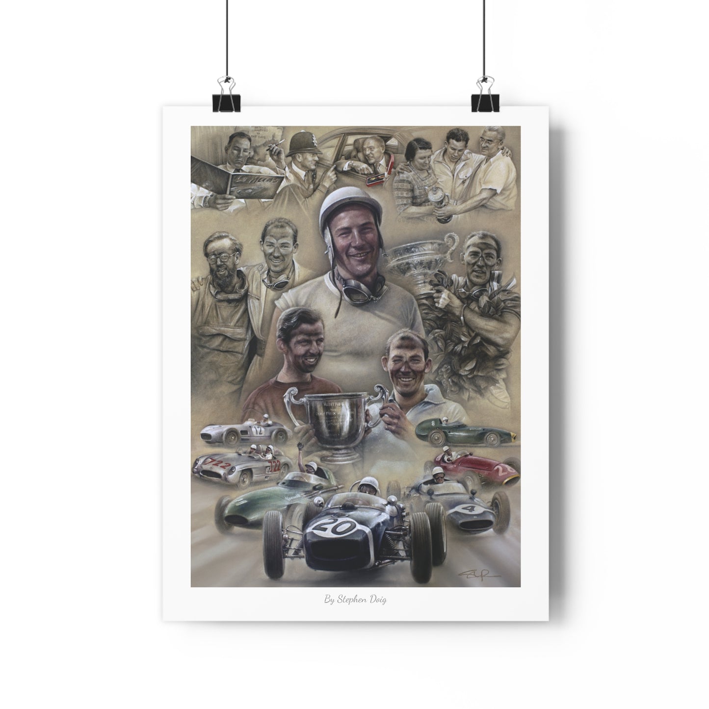 Stirling Moss. F1 Legend. 45 x 60cm Fine Art Poster by Stephen Doig