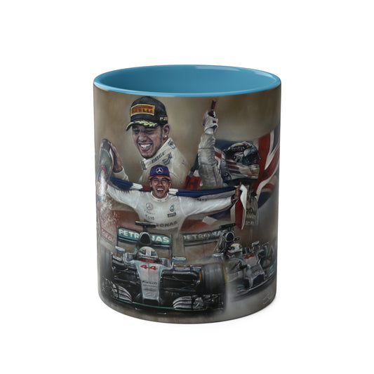 Lewis Hamilton. Three Time World Champion - Two-Tone Coffee Mug, 11oz