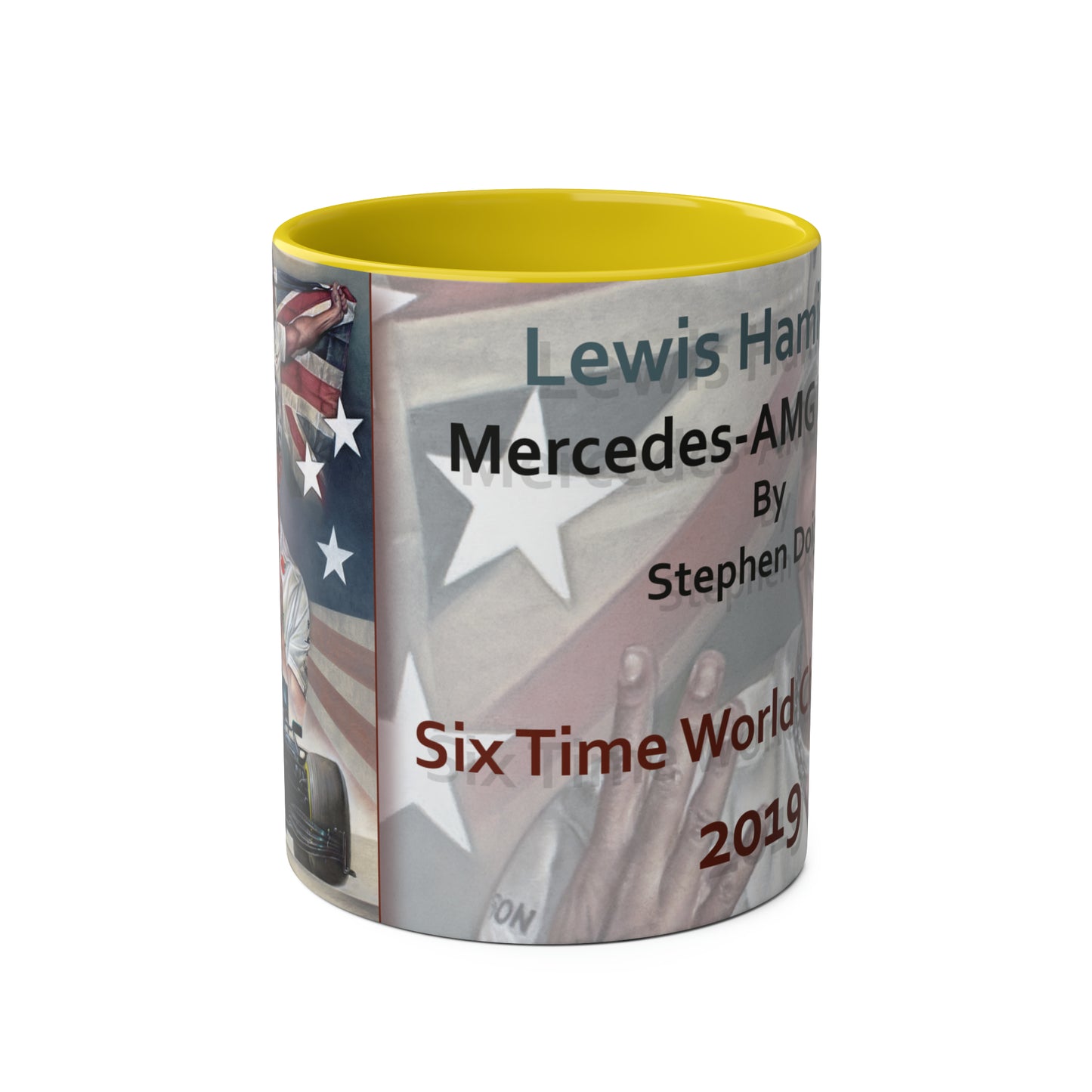 Lewis Hamilton. Six Time World Champion - Two-Tone Coffee Mug, 11oz