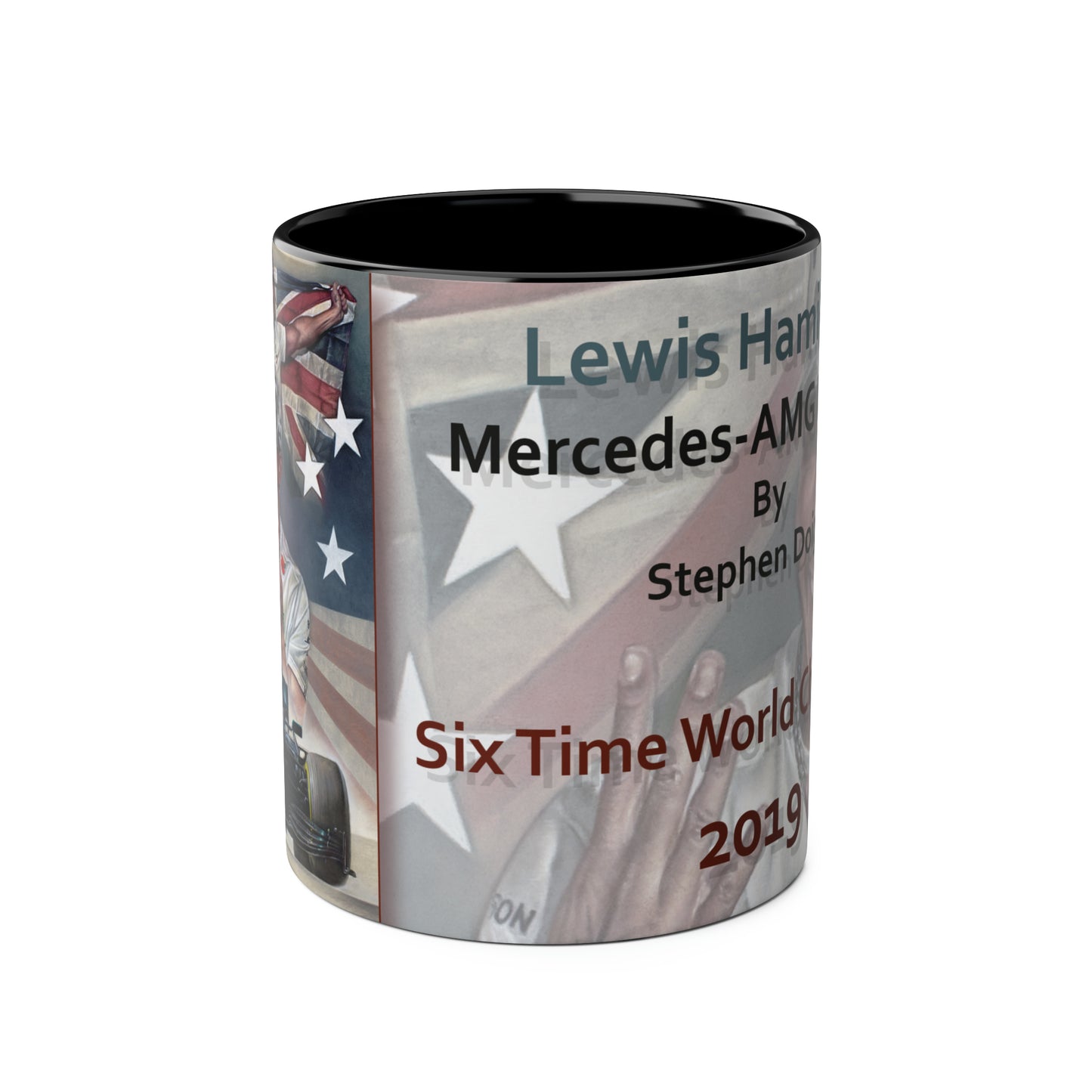 Lewis Hamilton. Six Time World Champion - Two-Tone Coffee Mug, 11oz