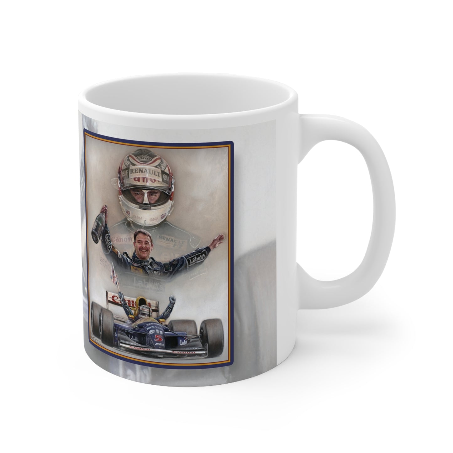 Nigel Mansell  Silverstone 1992 Personalisable F1 Celebration Coffee Mug by Stephen Doig