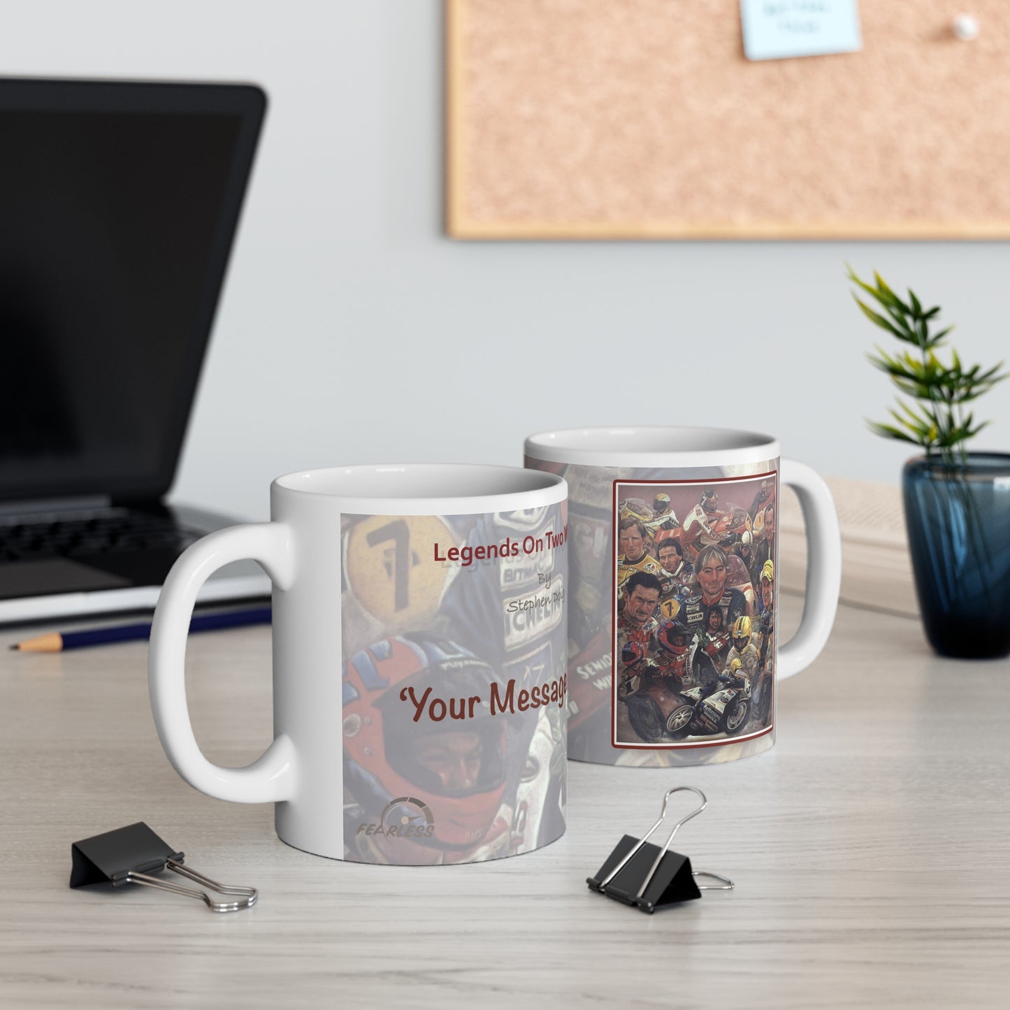 Legends On Two Wheels  Personalisable Coffee Mug  by Stephen Doig