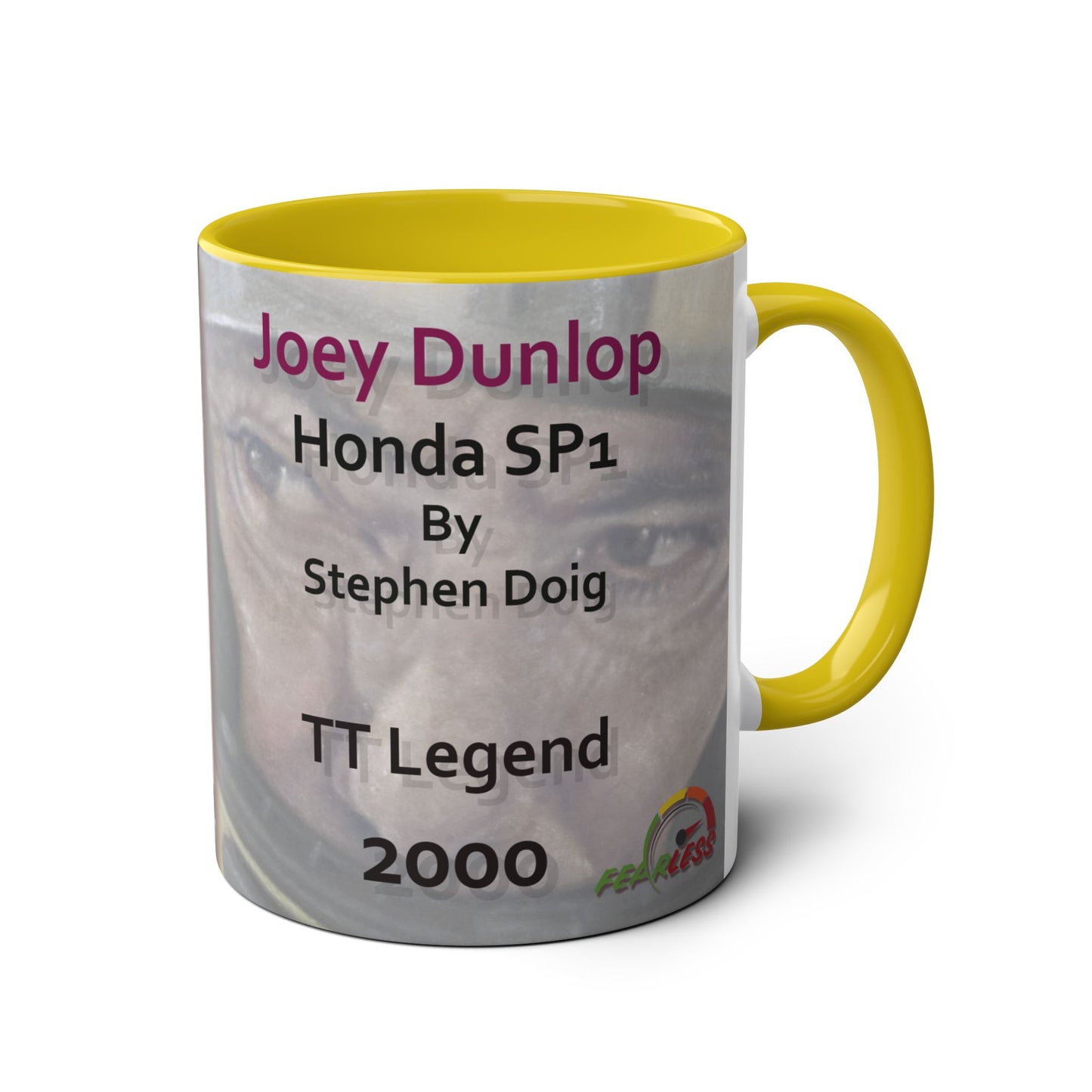 Joey Dunlop TT Legend Two-Tone 11oz Coffee Mug by Stephen Doig.