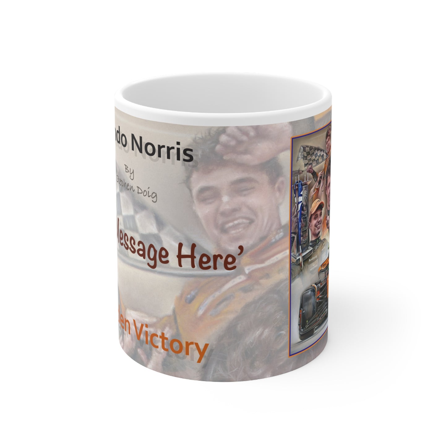 Lando Norris  Maiden Victory Personalisable Celebration Coffee Mug by Stephen Doig