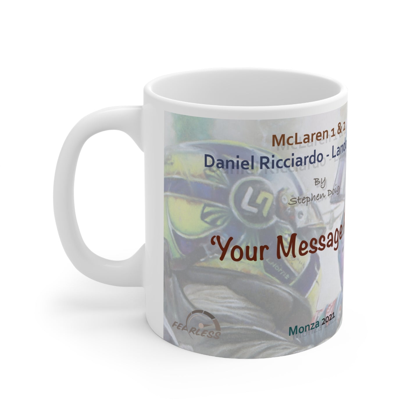 McLaren 1 & 2  Monza 21 Personalisable Celebration Coffee Mug by Stephen Doig