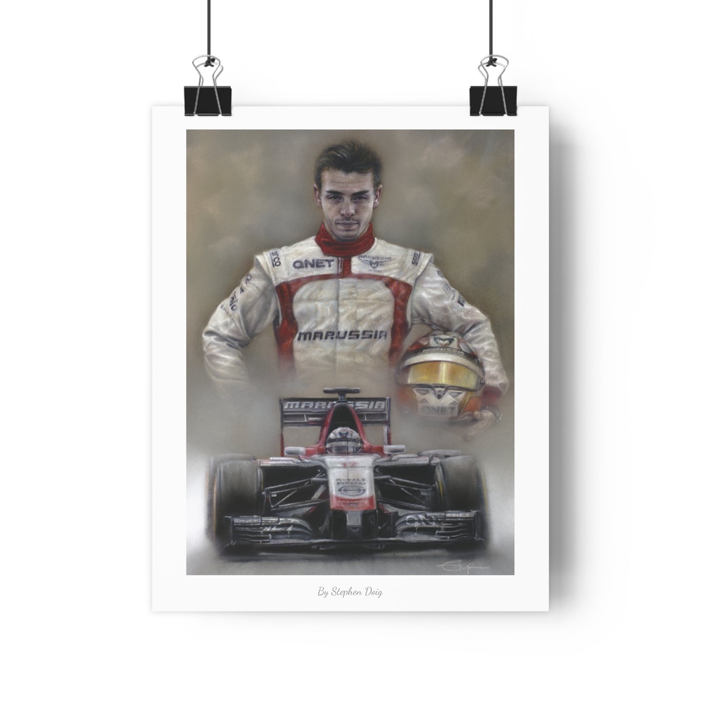 Jules Bianchi. Tribute. 28 x 35cm Fine Art Poster by Stephen Doig