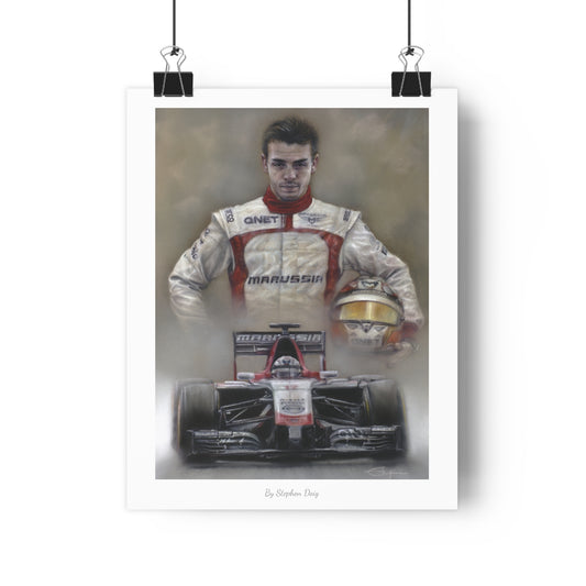 Jules Bianchi. Tribute. 28 x 35cm Fine Art Poster by Stephen Doig