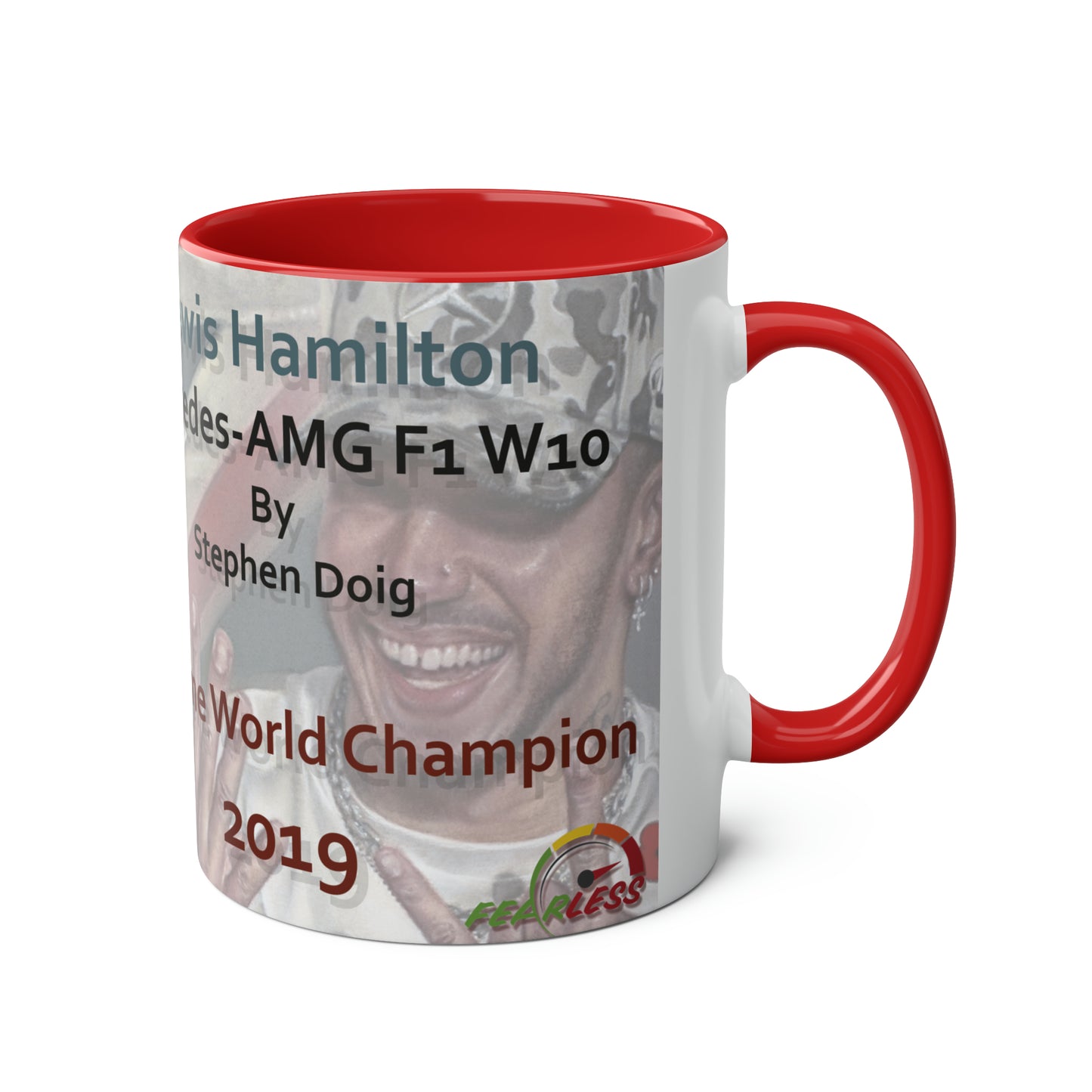 Lewis Hamilton. Six Time World Champion - Two-Tone Coffee Mug, 11oz