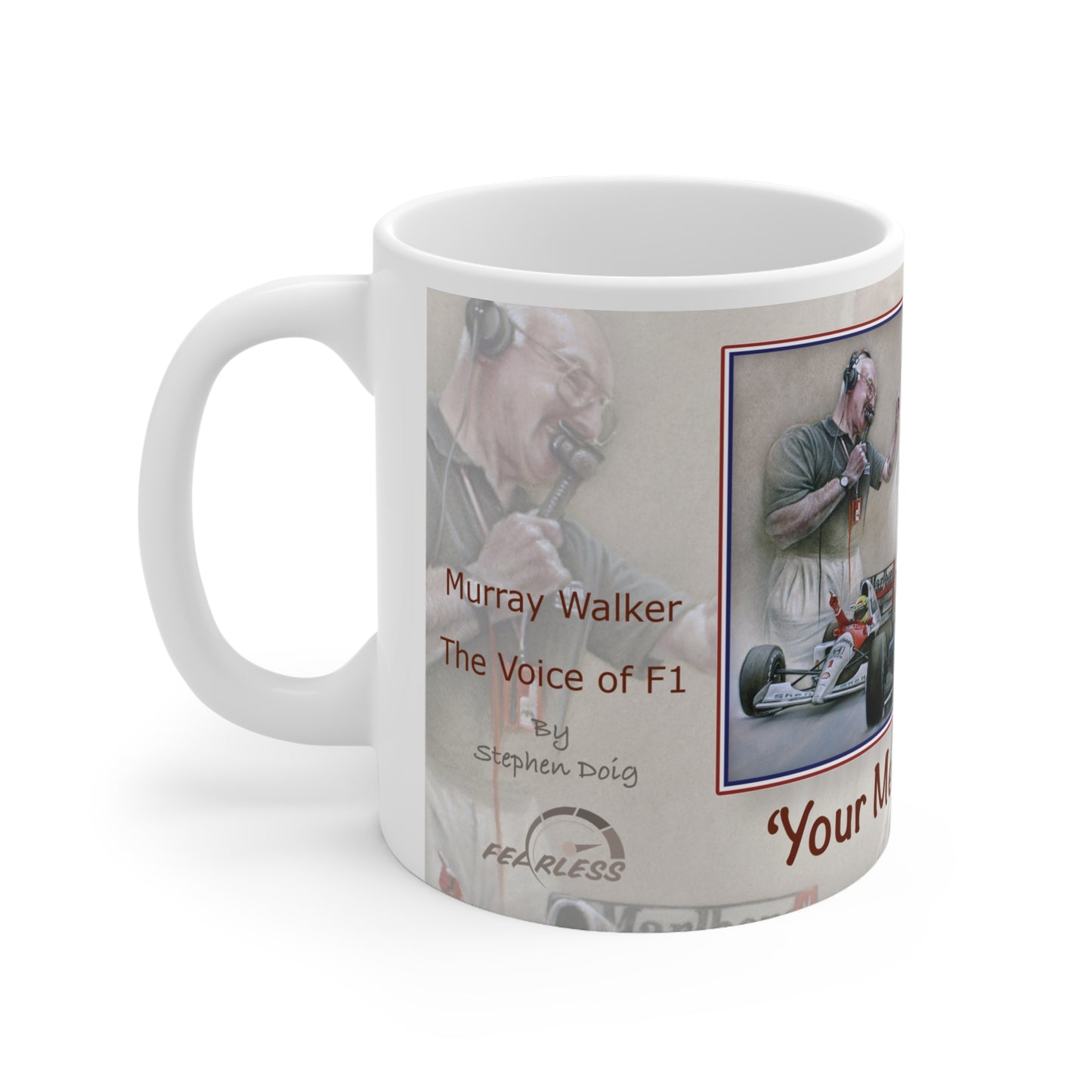 Murray Walker Personalisable F1 Celebration Coffee Mug by Stephen Doig