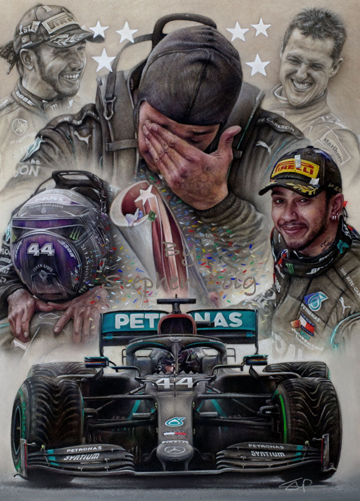 Lewis Hamilton  Seven Time World Champion   Ltd edition giclee print by Stephen Doig
