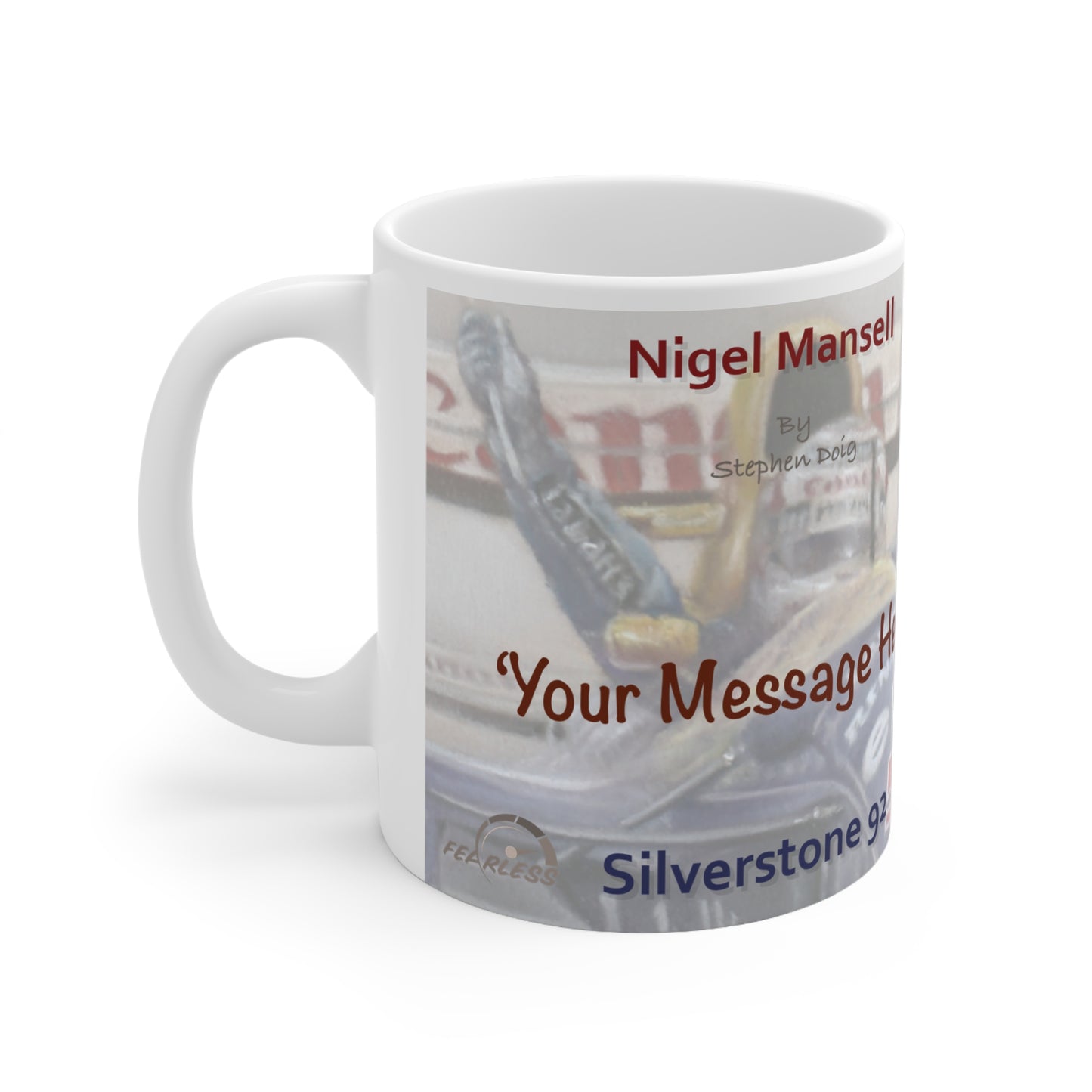 Nigel Mansell  Silverstone 1992 Personalisable F1 Celebration Coffee Mug by Stephen Doig