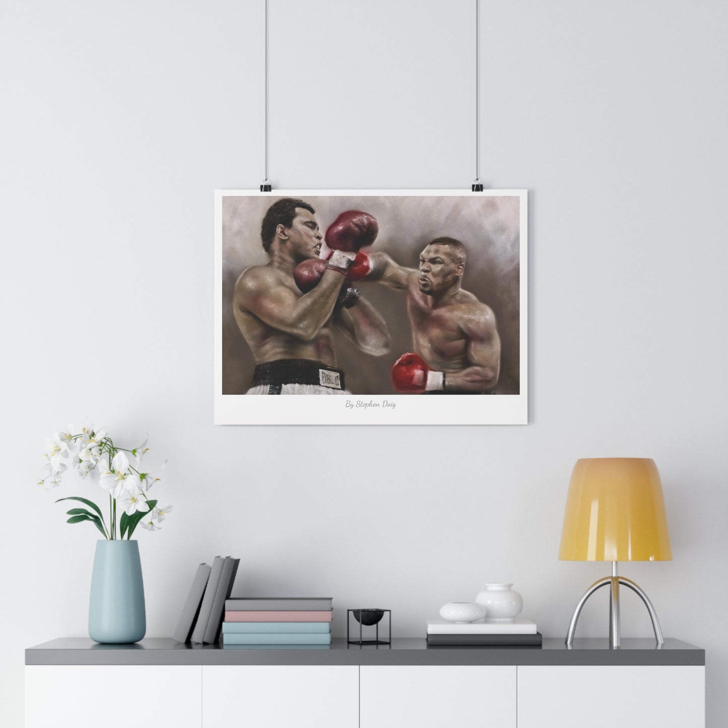 Muhammad Ali vs Mike Tyson - Billion $ Battle. 45 x 60cm Fine Art Poster by Stephen Doig