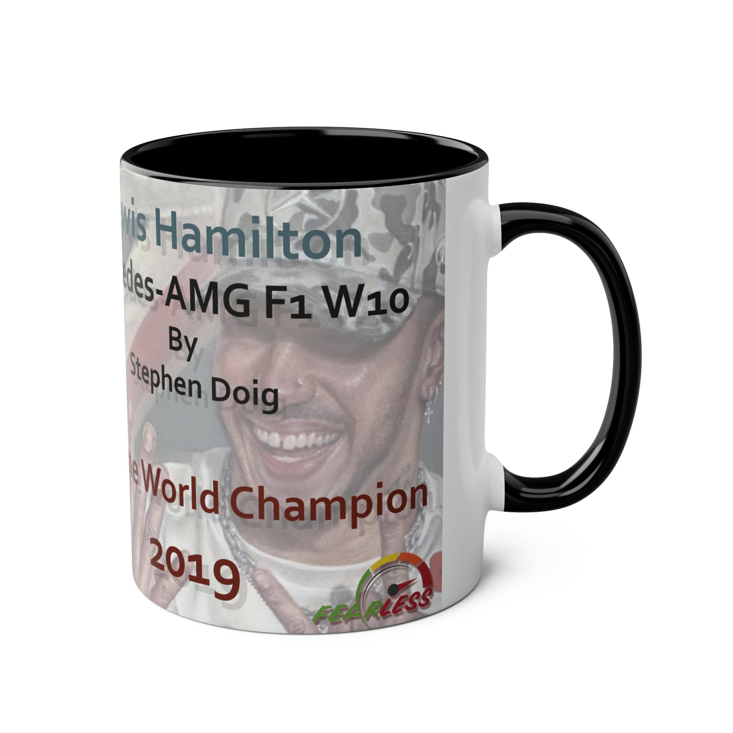 Lewis Hamilton. Six Time World Champion - Two-Tone Coffee Mug, 11oz