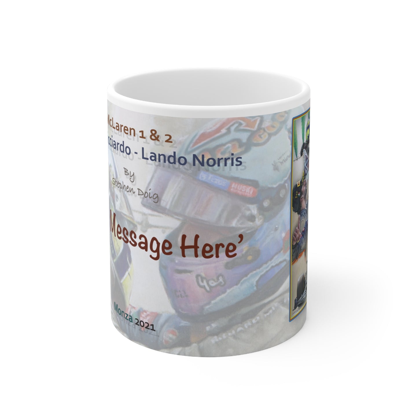 McLaren 1 & 2  Monza 21 Personalisable Celebration Coffee Mug by Stephen Doig