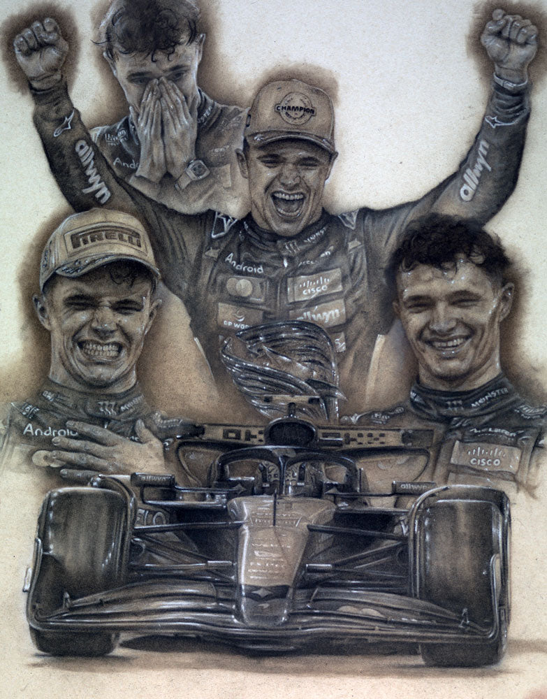 Lando Norris - World Champion 2025- Ltd edition giclee print by Stephen Doig