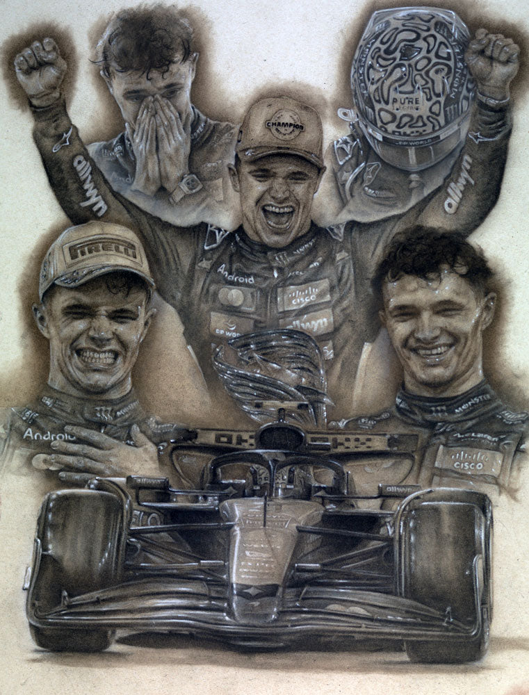 Lando Norris - World Champion 2025- Ltd edition giclee print by Stephen Doig