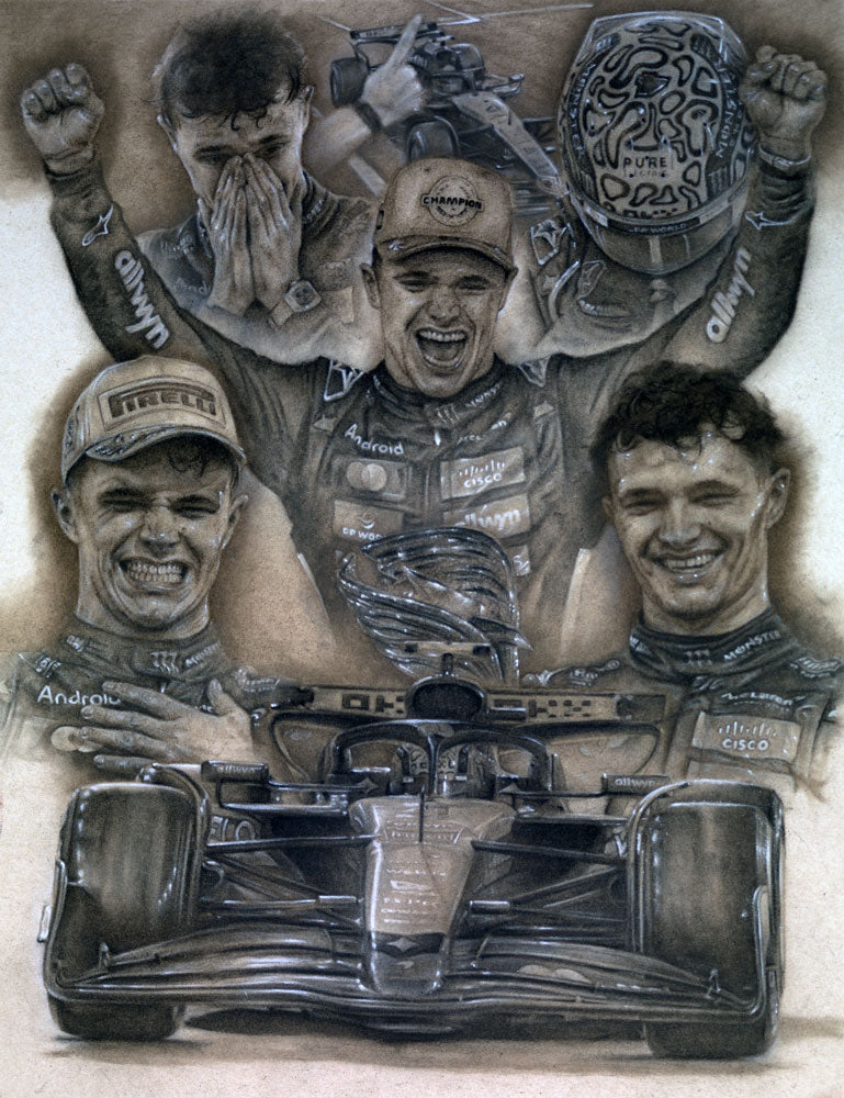 Lando Norris - World Champion 2025- Ltd edition giclee print by Stephen Doig