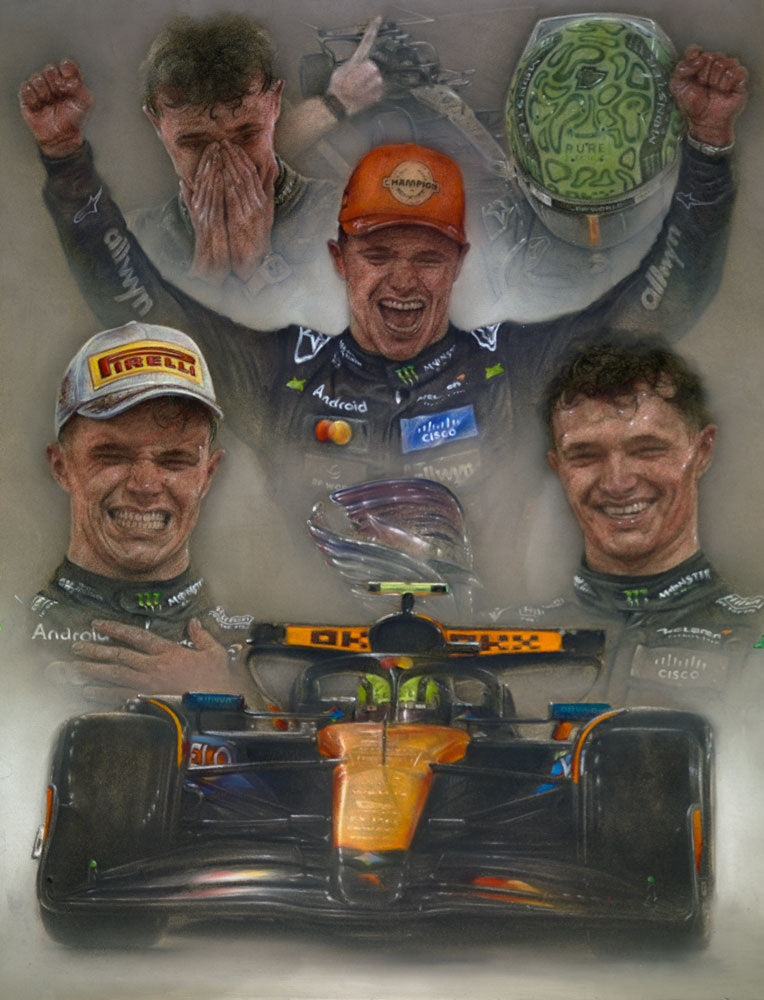 Lando Norris - World Champion 2025- Ltd edition giclee print by Stephen Doig