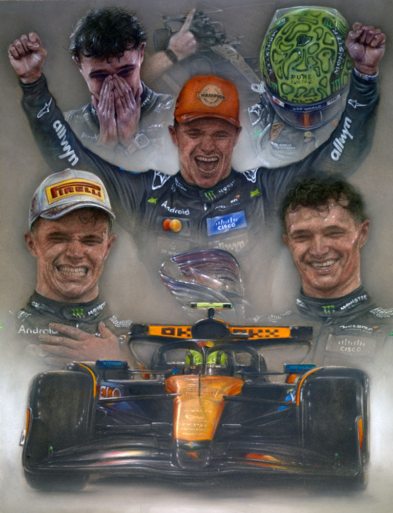 Lando Norris - World Champion 2025- Ltd edition giclee print by Stephen Doig