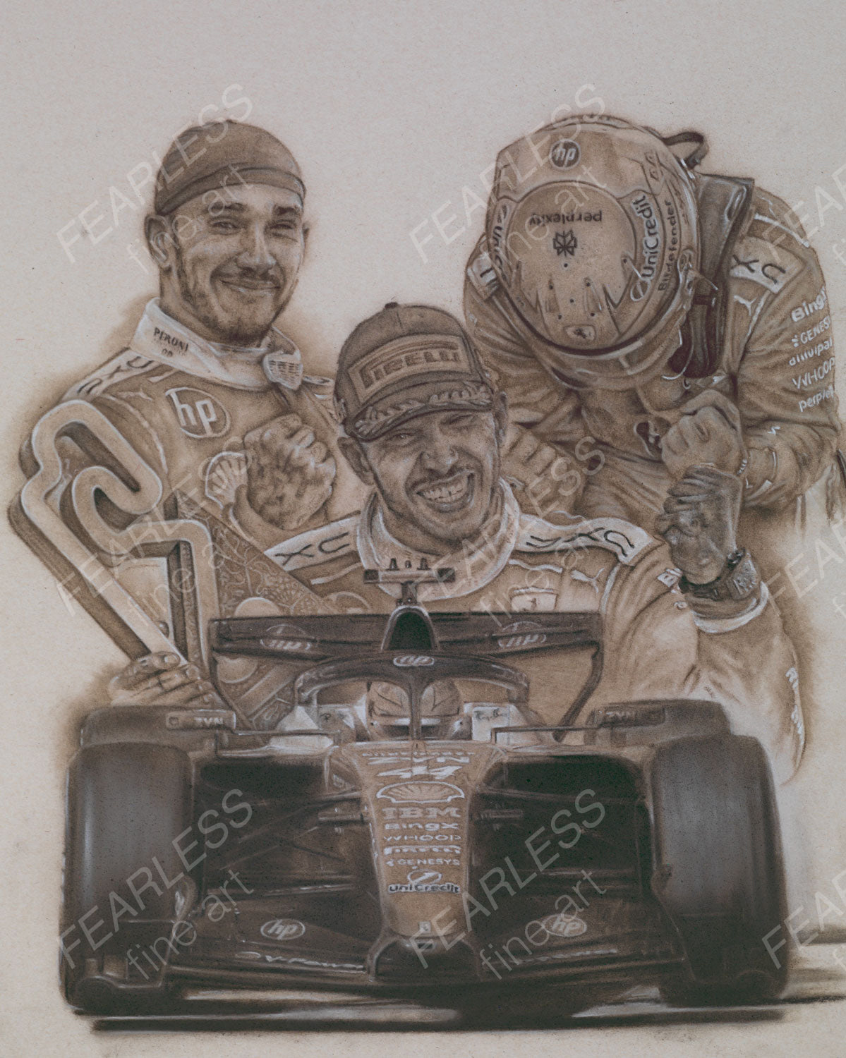 Lewis Hamilton - Victory at the Barcelona-Catalunya 2026 - Ltd edition giclee print by Stephen Doig