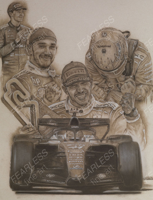Lewis Hamilton - Victory at the Barcelona-Catalunya 2026 - Ltd edition giclee print by Stephen Doig