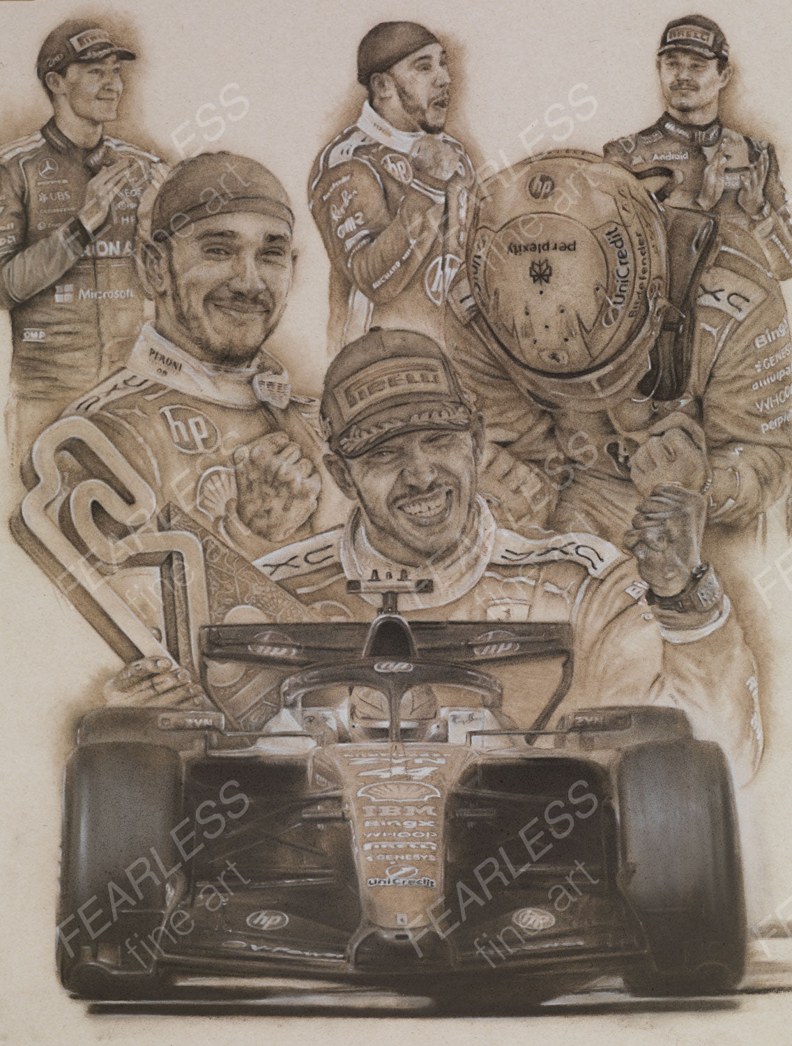 Lewis Hamilton - Victory at the Barcelona-Catalunya 2026 - Ltd edition giclee print by Stephen Doig