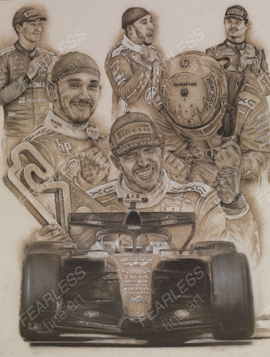 Lewis Hamilton - Victory at the Barcelona-Catalunya 2026 - Ltd edition giclee print by Stephen Doig
