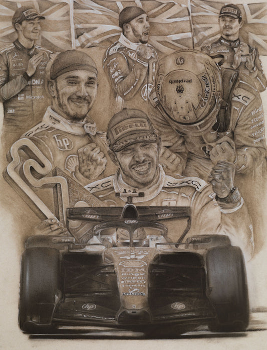 Lewis Hamilton - Victory at the Barcelona-Catalunya 2026 - Ltd edition giclee print by Stephen Doig