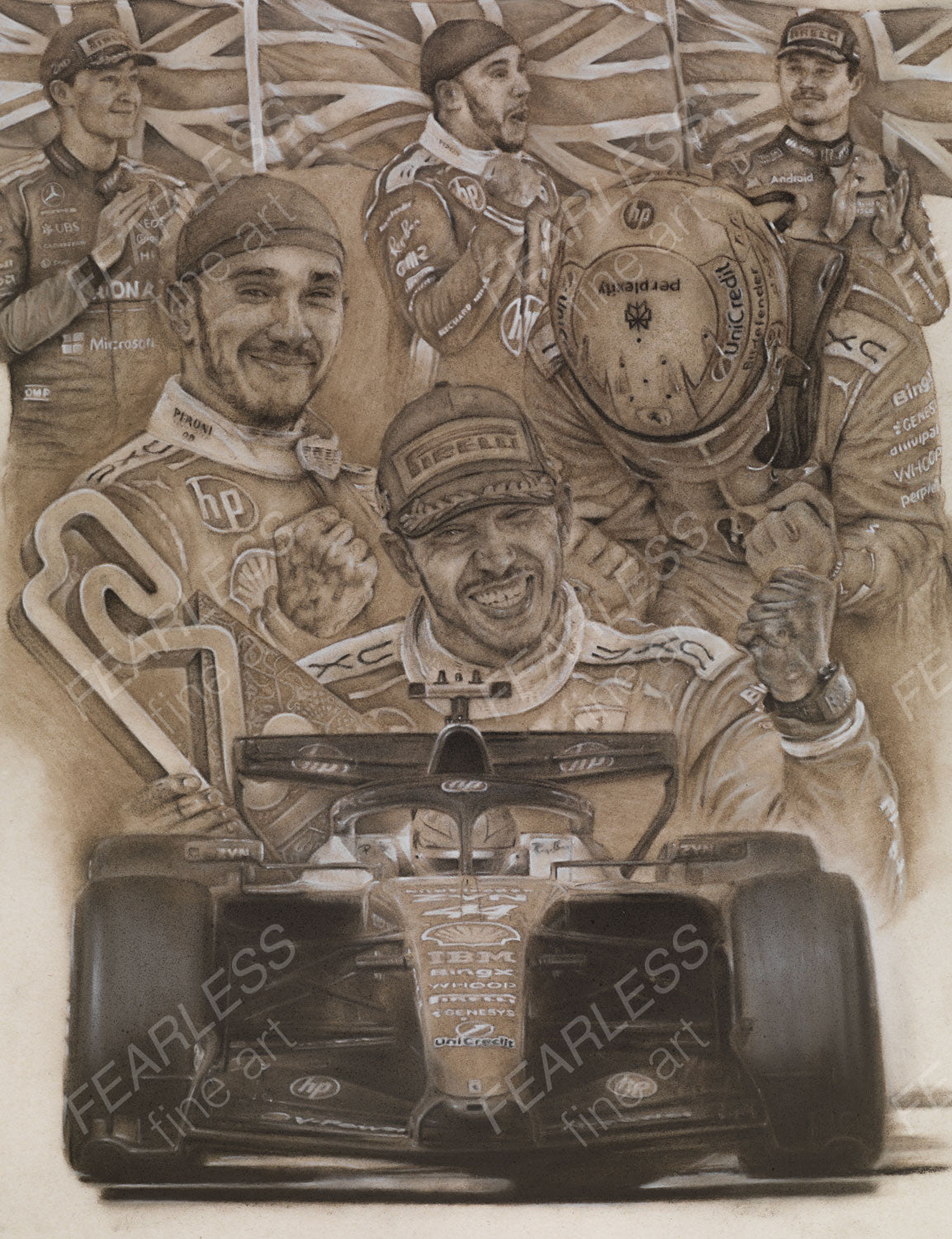 Lewis Hamilton - Victory at the Barcelona-Catalunya 2026 - Ltd edition giclee print by Stephen Doig